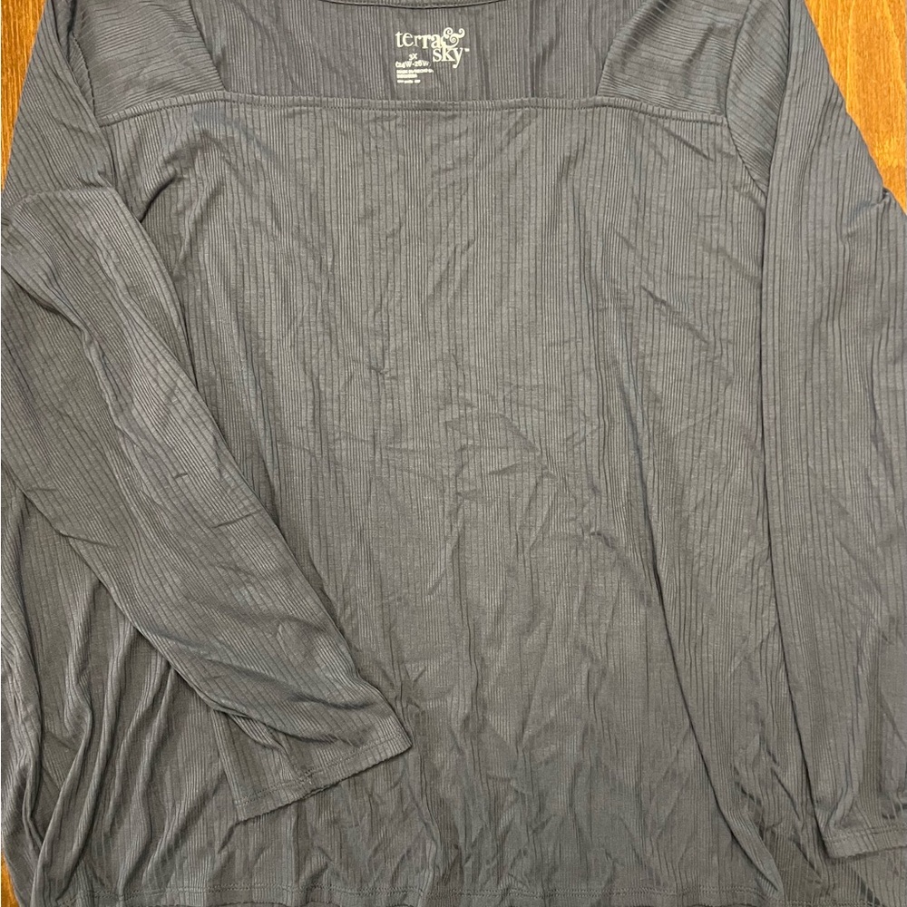 Terra & Sky Charcoal Ribbed Top